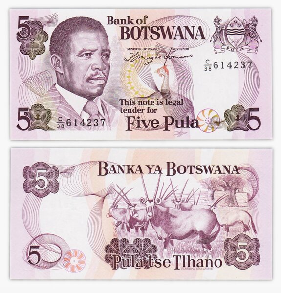 Billet de collection 5 pula 1992 botswana - Neuf - P11 harrison