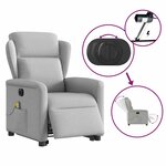 vidaXL Fauteuil inclinable de massage électrique gris nuage tissu