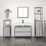 vidaXL Ensemble de mobilier de salle de bain 3 Pièces Gris Sonoma