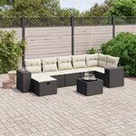 vidaXL Salon de jardin 8 Pièces avec coussins noir résine tressée