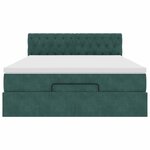 vidaXL Cadre de lit ottoman avec matelas vert foncé 140x190 cm velours