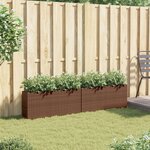 vidaXL Jardinières avec 2 pots 2 Pièces marron 90x20x40 cm résine tressée
