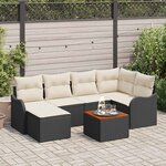 vidaXL Ensemble de canapé de jardin 7 Pièces Noir Poly rotin