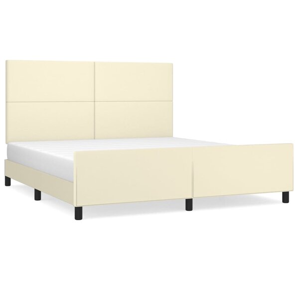 vidaXL Cadre de lit avec tête de lit Crème 180x200 cm Similicuir