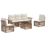 vidaXL Ensemble de canapé de jardin 6 Pièces Beige polyrotin