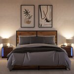 vidaXL Armoires de chevet et lumières LED 2 Pièces chêne marron