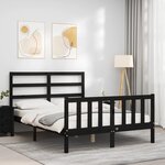 vidaXL Cadre de lit avec tête de lit noir 140x190 cm bois massif