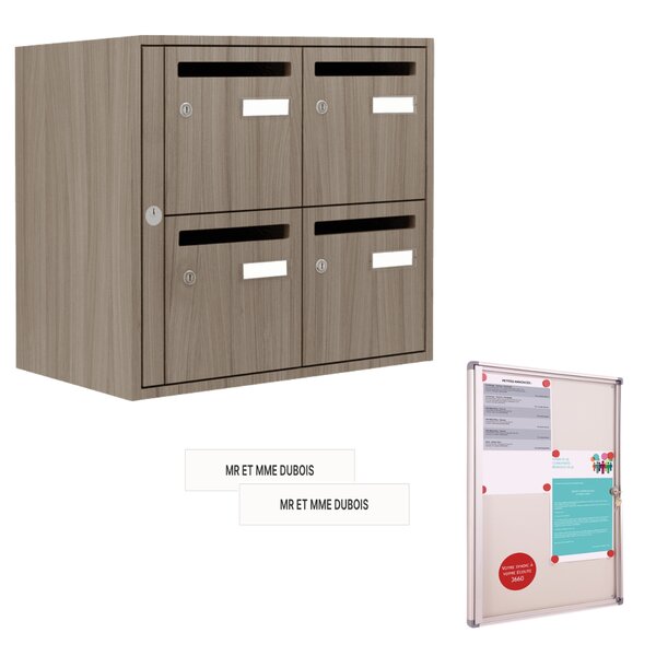 Offre Pack : Bloc B4 Tendance 380 Bois + Tableau d'affichage A4 & Etiquettes