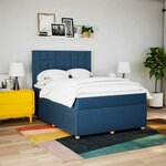 vidaXL Sommier à lattes de lit avec matelas Bleu 140x200 cm Tissu