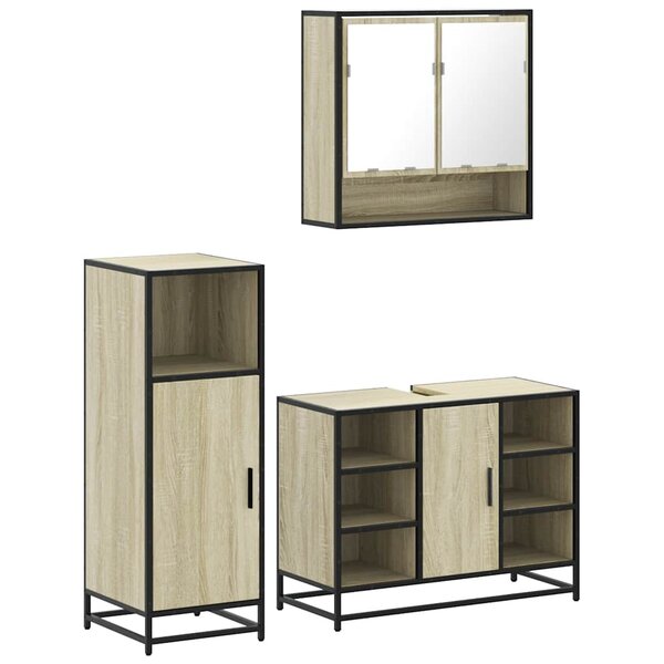 vidaXL Ensemble de meubles de salle de bain 3 Pièces chêne sonoma
