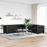 vidaXL Canapé Chesterfield à 2 places et à 3 places noir