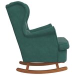 vidaXL Fauteuil à bascule à oreilles en velours vert foncé bois massif