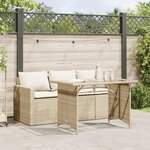 vidaXL Ensemble à manger de jardin et coussins 2 Pièces beige poly rotin