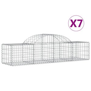 vidaXL Paniers à gabions arqués 7 Pièces 200x50x40/60 cm fer galvanisé
