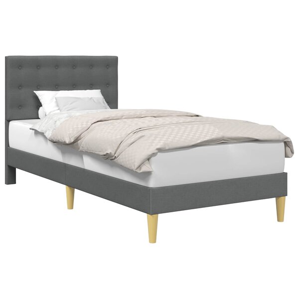 vidaXL Cadre de lit avec tête de lit Gris foncé 100 x 200 cm Tissu