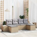 vidaXL Ensemble de canapé de jardin 6 Pièces Beige Poly rotin