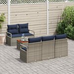 vidaXL Ensemble de canapé de jardin avec coussin 6 Pièces Gris polyrotin