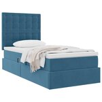 vidaXL Lit avec rangement et matelas Bleu foncé 90 x 200 cm Velours
