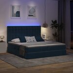 vidaXL Lit de rangement LED avec matelas Bleu foncé 200 x 200 cm