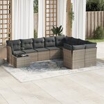 vidaXL Salon de jardin avec coussins 10 Pièces gris résine tressée