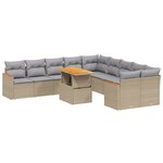 vidaXL Salon de jardin 11 Pièces avec coussins beige résine tressée
