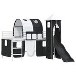 vidaXL Lit mezzanine pour enfants Blanc et Noir 107 x 200 cm Métал