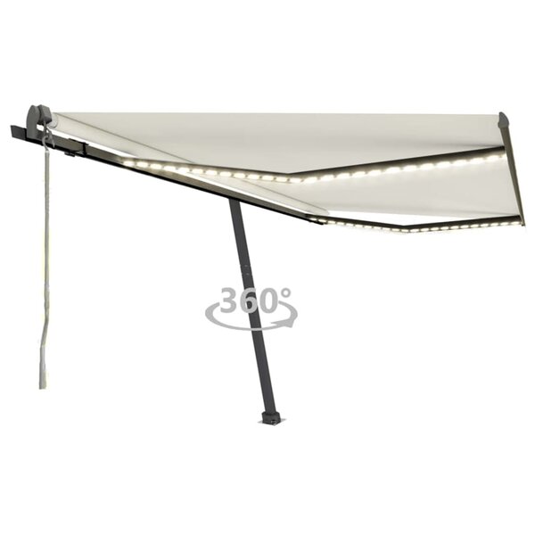 vidaXL Auvent automatique avec capteur de vent et LED 400x300 cm Crème