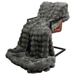 vidaXL Couverture en Fourrure de Lapin Synthétique Gris foncé