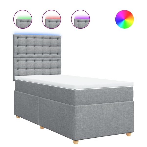 vidaXL Sommier à lattes de lit et matelas Gris clair 90x190 cm Tissu