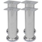 vidaXL 4 Pièces Pieds ronds de canapé Chrome 180 mm