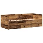 vidaXL Cadre de lit de jour avec tiroirs Bois ancien 90 x 200 cm