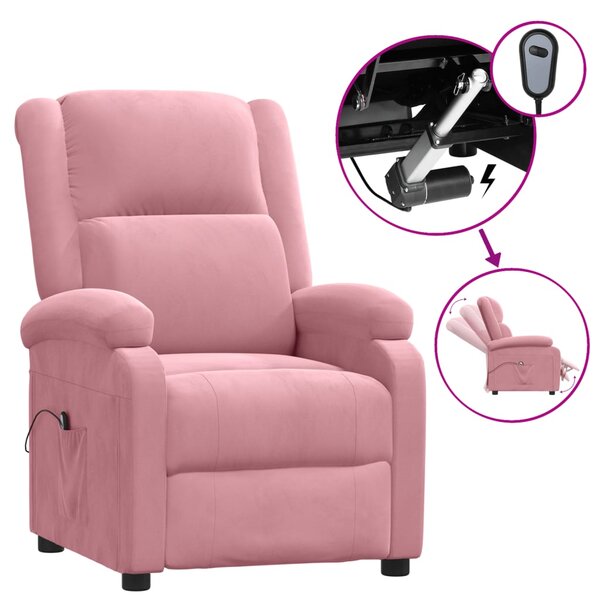 vidaXL Fauteuil inclinable électrique Rose Velours