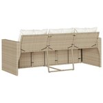 vidaXL Canapé de jardin avec coussins 3 places beige résine tressée