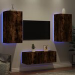 vidaXL Unités murales TV avec LED 4 Pièces chêne fumé bois d'ingénierie