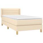 vidaXL Sommier à lattes de lit avec matelas Crème 90x200 cm Tissu