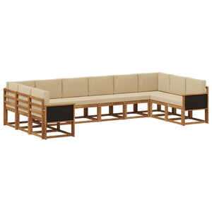 vidaXL Ensemble de canapés d'extérieur 10 Pièces Naturel et Beige