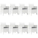 vidaXL Ensemble de salle à manger de jardin de 9 pièces avec coussins en blanc Poly Rattan