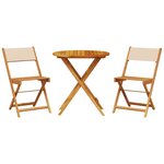 vidaXL Ensemble de bistro 3 Pièces beige tissu et bois massif
