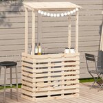 vidaXL Table de bar d'extérieur et toit 112 5x57x195 5 cm bois massif