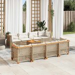 vidaXL Salon de jardin avec coussins 9 Pièces beige résine tressée
