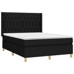 vidaXL Sommier à lattes de lit matelas et LED Noir 140x190 cm Tissu