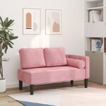 vidaXL Chaise longue avec coussins rose velours