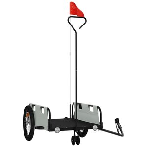 vidaXL Remorque de vélo gris tissu oxford et fer
