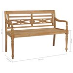 vidaXL Banc Batavia avec coussin bleu royal 120 cm Bois de teck massif
