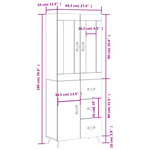 vidaXL Buffet haut Gris béton 69 5x34x180 cm Bois d'ingénierie