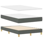 vidaXL Lit à ressort LED avec matelas Gris foncé 120 x 190 cm tissu
