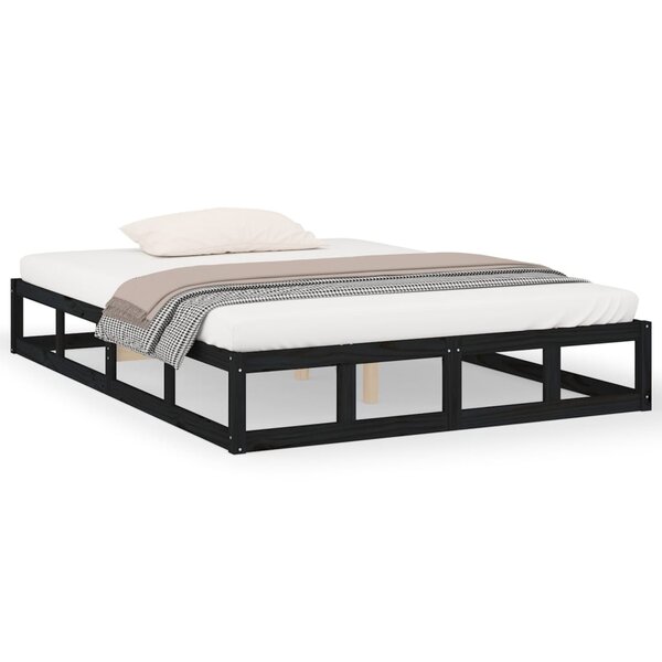 vidaXL Cadre de lit Noir 140x200 cm Bois massif