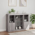 vidaXL Buffets avec lumières LED 3 Pièces sonoma gris bois d'ingénierie