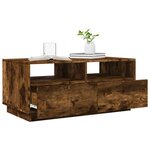 vidaXL Table basse avec lumières LED chêne fumé 90x49x40 cm