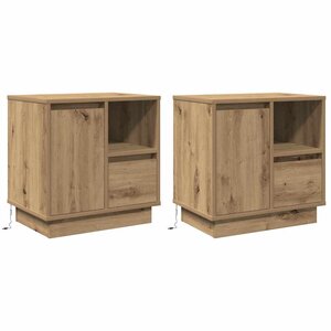 vidaXL Cabinet de chevet avec 2 Pièces chêne artisanal 50 x 34.5 x 50 cm.